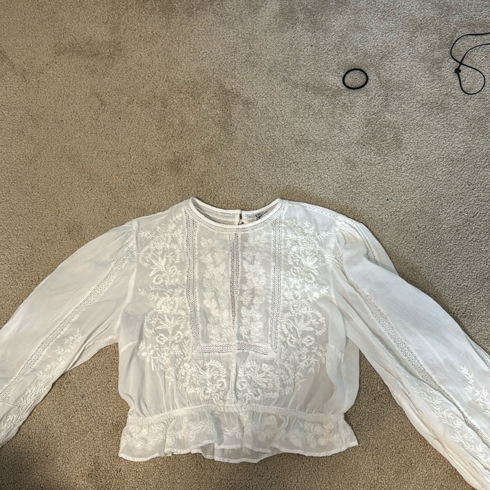 ZARA white lace long sleeve top